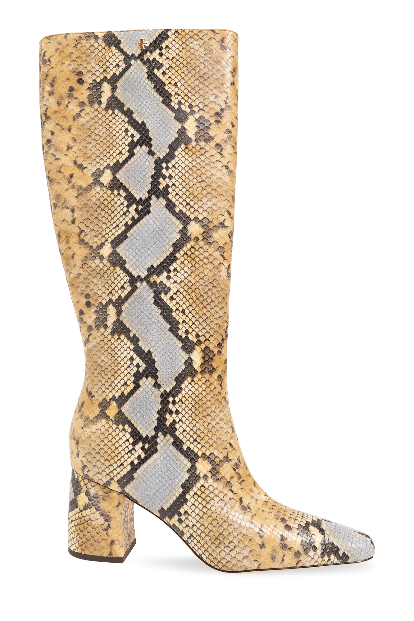 Beige Leather heeled knee high boots Tory Burch Vitkac Canada